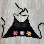 Vintage Jalate “Ruthie” Black Crochet Halter Top – Y2K Flower Power Sz Small Photo 3