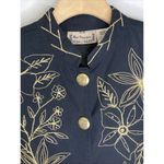 New Direction Vintage Jacket Size Medium Embroidered Button Up Black Gold Floral Photo 3