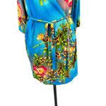 Natori  Paradise Found Wrap Kimono Robe‎ Floral Print Blue Size Medium Photo 5