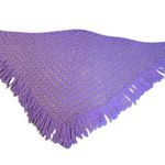 American Vintage OOAK Vintage Large Hand Crocheted shawl with fringe in purple Photo 6