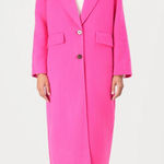 American Vintage NWT Fluorescent Pink Wool Double Breasted Coat Old Money Winter Photo 0