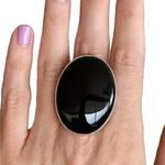 Handmade 7.5 Ring OVAL Black Onyx Gem Solid 925 Sterling Silver Fine Art UNISEX Original Natural Gemstone Statement Photo 1