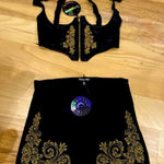 HOROSCOPEZ Bold Beauty Underbust Corset Top & Embroidered Mini Skirt Set Black Size XL Photo 0