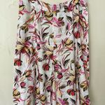 JM Collection 100% Linen long floral A-Line Midi side zip Skirt size 14 Photo 0