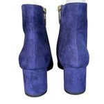 L'Agence NWOB L’AGENCE Blue Suede Pointed Toe Block Heel Booties Size 37 US 7 Photo 2