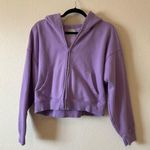 Aritzia cozy fleece boxy zip hoodie cropped purple size Large Photo 0