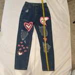 SheIn ❤️93  Heart Distressed Straight High Rise Jeans 6 wide leg Photo 8