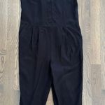 Eileen Fisher Organic Linen Round Neck Sleeveless Jumpsuit in Black Size Medium Photo 0