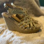 Fergalicious  Gold Strappy Wedges Size 8 Photo 5