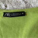 ZARA  Lime Green Ruched V-Neck Top size M cottton Photo 2