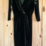 ZARA  Dark Green Velvet Long Sleeve Wrap Front Dress Size L Photo 7