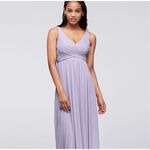 David's Bridal David’s Bridal Iris Long Mesh Dress with Cowl Back Detail Lavender Purple Maxi 4 Photo 2