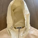 AMYLYNN Womens Darcie Hoodie‎ Vegan Leather Pocket Off White Sz Small Purple Photo 11