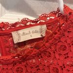 Altar'd State Lace Embroidered Lined Blouse Red Short Sleeve Floral Size Small Photo 5