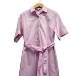 Tucker Collared Short Sleeve Button Front Cotton Shirt Dress Pink size XS Photo 3