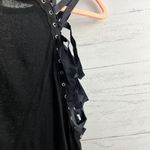 Free People  Black Strappy Grunge Goth Gauzy Top Size S Photo 5