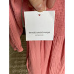 BeachLunchLounge  Smocked Midi Dress Square Neck Pink Cottagecore XL Cotton Gauz Photo 8