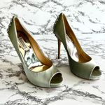 Badgley Mischka  Kiara Heels Mint Green Crystal Satin Platform Pumps 7 Stilettos Photo 3