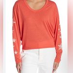 Free People Movement Orange Melrose Star Print Long Sleeve T-Shirt Women's S Photo 0