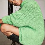 Free People  Oasis Oversized Tunic Sweater Mock Neck Fuzzy Chunky Green Energy SM Photo 10