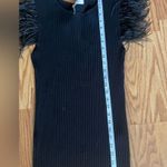 Sioni Feather Trim Ribbed Knit Top Sz M Black Size M Photo 6