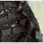 J.Crew  Mockneck Floral Lace Eyelash Hem Bow Accent Top Black Sz 8 Photo 6