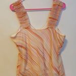 Fashion Bug Y2K Cinched Fit and Flare V Neck Sleeveless Tank Blouse Orange Large Photo 1