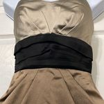 Bebe Strapless Cocktail Dress Gold Black Hidden Pockets Hidden Zipper XSmall Photo 2