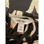 Nine West  Womens Black White Abstract Print Short Sleeve Tie Neck Blouse Top XL Photo 7