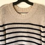 KHAITE  Tilda Striped Cashmere Sweater Ribbed Fisherman Ecru Black Small EUC Photo 3