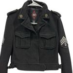 BB Dakota  Military Black Bomber Jacket with Pockets and Stripes Patches Womens M Photo 0