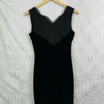 Calvin Klein  Velvet Black V Neck Dress with Lace Trim Size 2‎ NWT $129 Photo 3