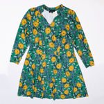 Eloquii  Tie Neck Green Blue Yellow Floral Flower Print Pattern Pullover Dress 16 Photo 0