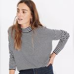 Madewell  Stripe-Mix‎ Ashbury Mockneck Sweater Dark Indigo Navy Blue & White XXS Photo 1