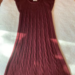 Calvin Klein  Burgundy Cable Knit Wool Sweater dress Photo 0