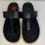 Joie  Vegan Leather Espadrille Flat Thong‎ Sandals Size 10 Black Slip On Boho Photo 0
