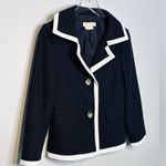 Michael Kors Double Crepe Black Blazer Jacket with White Trim Size 8 Photo 2