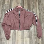 Love Tree  Women's Pink Full Zip Collared Cropped Wind Breaker Jacket Sz medium Photo 4
