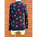 Talbots dark blue seashell nautical motiff sweater women's Petite medium Photo 1