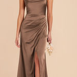 Birdy Grey  matte satin mocha bridesmaid dress Photo 0