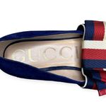 Gucci Sylvie Bow Web Stripe Ballerina Flats EU 38 US 8 Suede Slippers Slides Photo 7