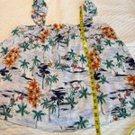 Old Navy Linen Blend Ruffle Tropical Tank Top Women’s XL Birds Flamingos Flowy Photo 10