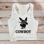 Cowboy Playboy Bunny Style Cropped Tank White Size M Photo 0