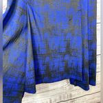 DKNY  Black & Blue Faux Leather Trim Fit & Flare Asymmetrical Dress, EUC, Large Photo 6