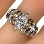 14KT GENUINE MOISSANITE & DIAMOND 2.21 CARAT WEIGHTY SOLID YELLOW GOLD RING Photo 12
