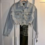 NWT Trio Urban Cropped Distressed Denim Jacket Blue Size XL Photo 2