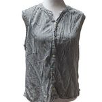 Old Navy Navy Blue & White Striped Sleeveless Button Down Women’s Shirt Small Photo 0