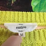 Entro  Twofer Puff Short Sleeve Knit Blouse Medium Sweater Lime Green Preppy Photo 5