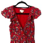 Anthropologie  Maeve Rosalia Ruffled Mini Dress Red Sz‎ 2 Photo 2