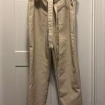 Bagatelle Women’s Faux Leather High Paper bag Waist Pant Size Large Cream Pocket Photo 0